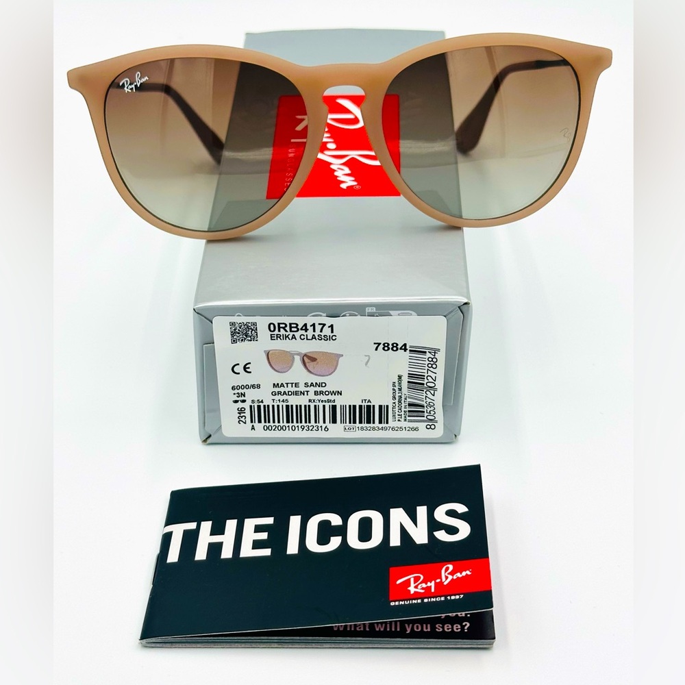 Ray-Ban Erika Womens Sunglasses RB4171 54mm Matte Sand w/ Gradient Brown Lens - Picture 6 of 9